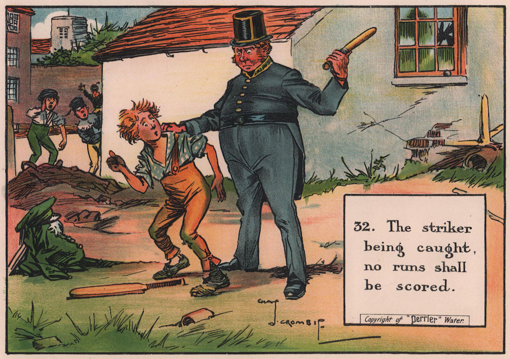 LAWS OF CRICKET. The striker being caught, no runs shall be scored. CROMBIE 1906